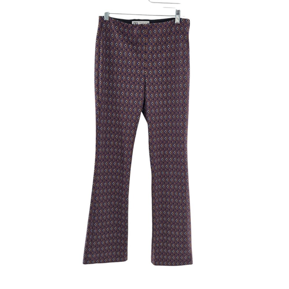 Zara Flared Jacquard Trouser Pants‎ Women's Size Small